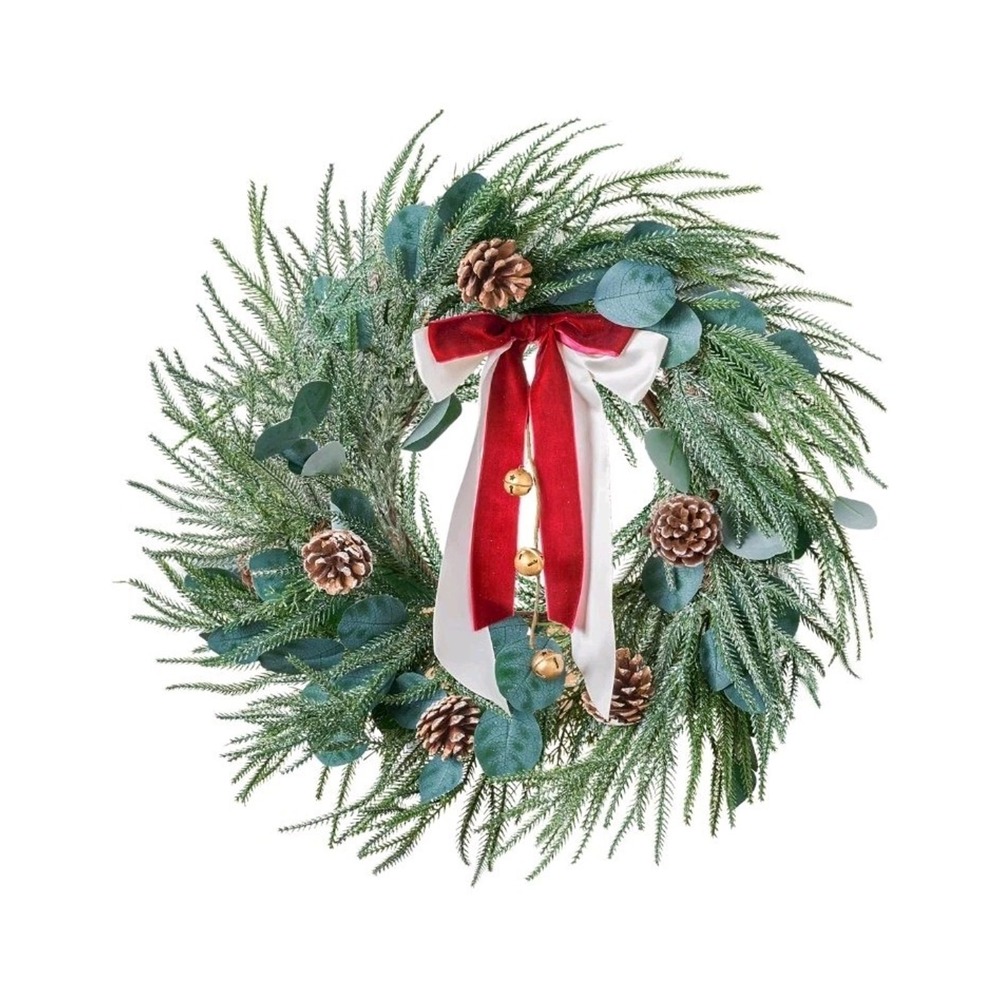Christmas Wreaths for Front Door Outdoor, 24 Inch Artificial Xmas Winter Wreath,